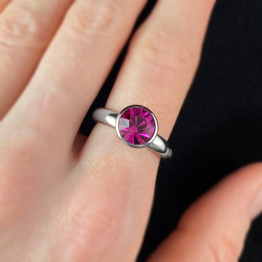 Bottone 10mm Silver - Fuchsia Interchangeable QUDO Stone