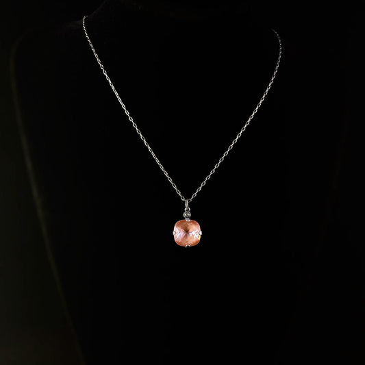 Bubblegum Pink Cushion Cut Swarovski Crystal Pendant Necklace - La Vie Parisienne by Catherine Popesco