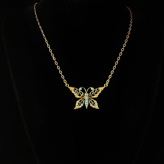 Butterfly Teal Swarovski Crystal Necklace - La Vie Parisienne by Catherine Popesco