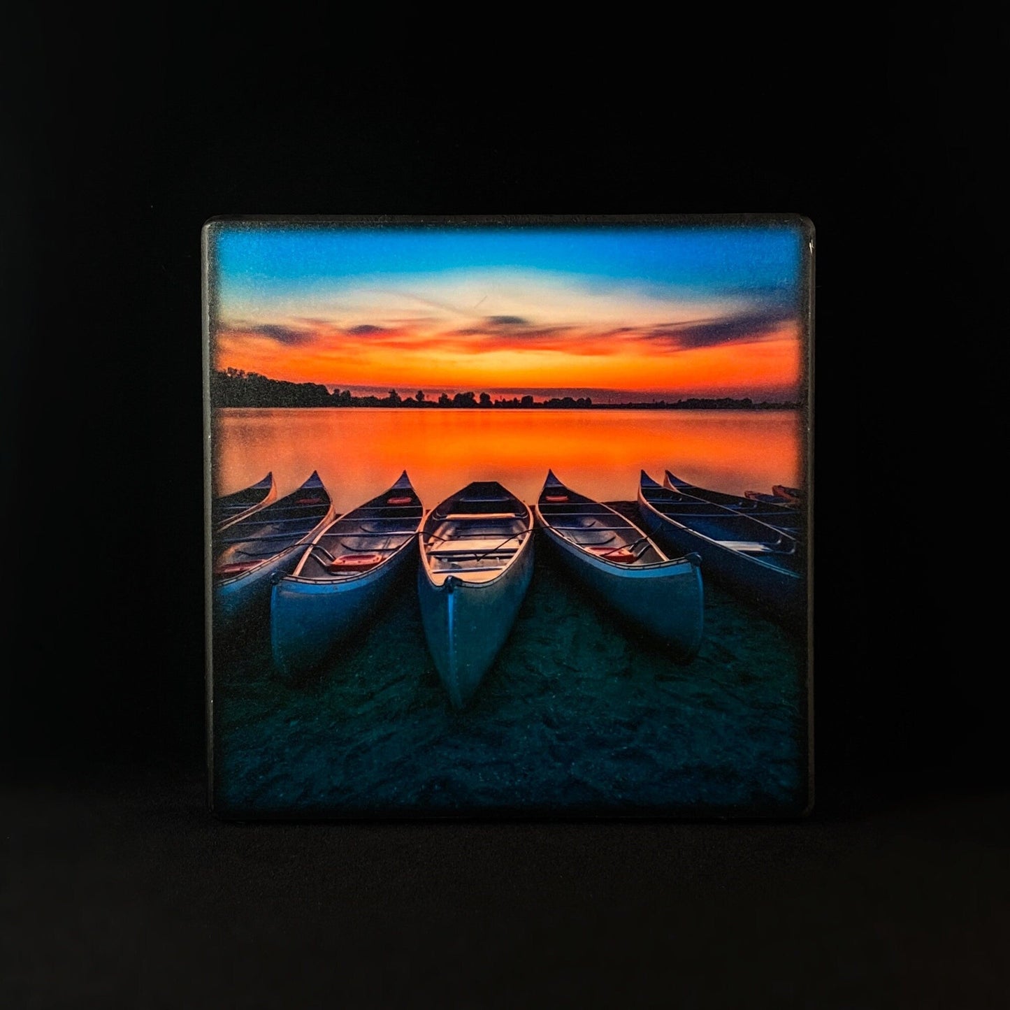 Canoes At Days End, Art Block - Unique Home/Office Decor
