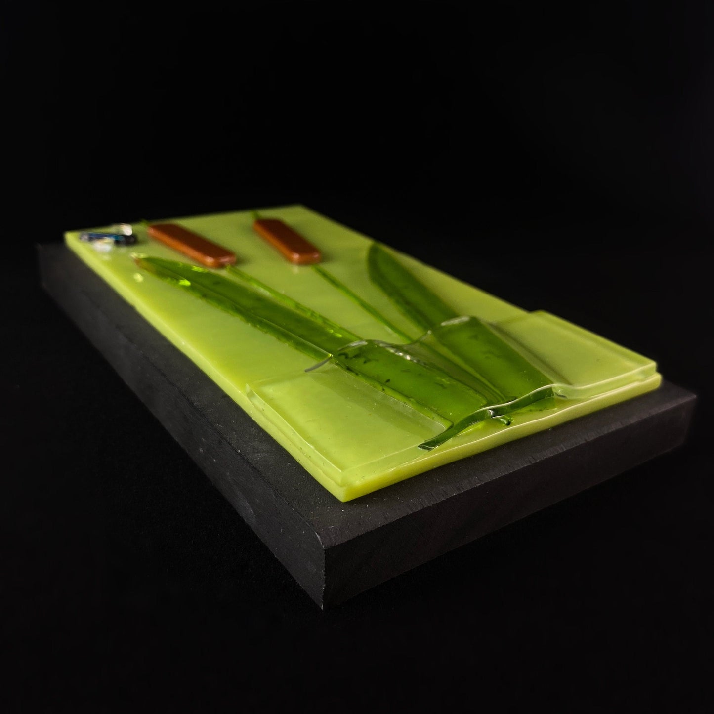 Cattails and Dragonfly Handmade Glass Wall Decor - Made in USA