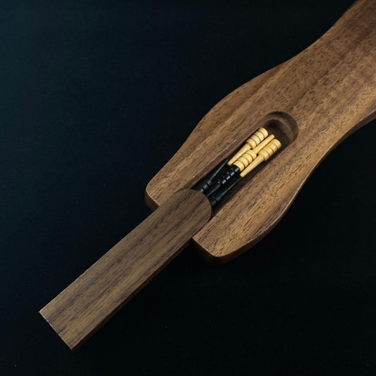 Center Wave Handmade Wooden Cribbage Board with Pegs - Walnut