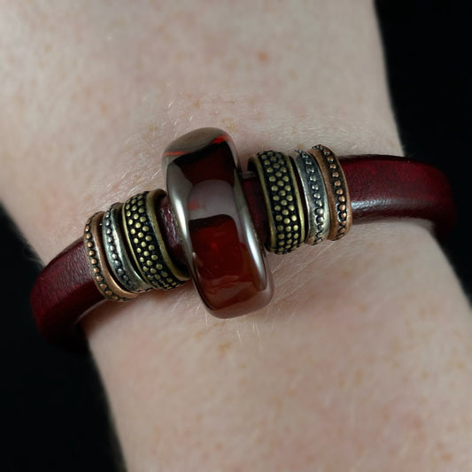 Ceramic Bead Leather Bracelet, Nickel Free