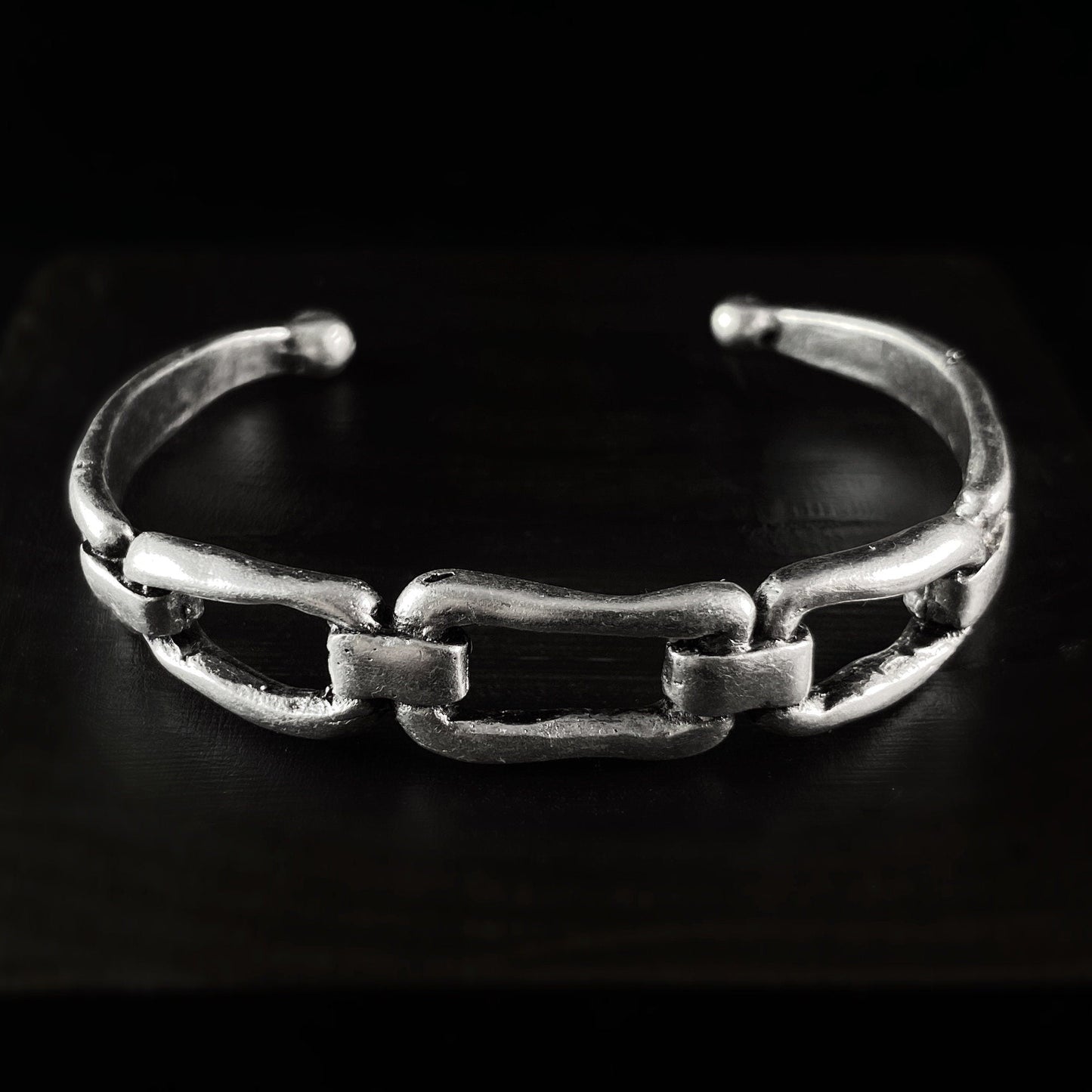 Chain Link Silver Cuff Bracelet, Handmade, Nickel Free