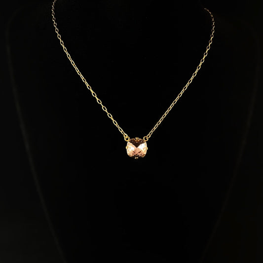 Champagne Pink Cushion Cut Swarovski Crystal Pendant Necklace - La Vie Parisienne by Catherine Popesco