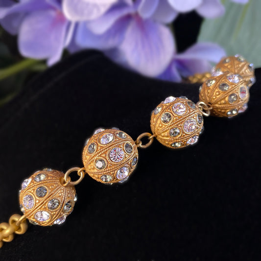 Chunky Gold Bauble Statement Necklace with Swarovski Crystals - La Vie Parisienne by Catherine Popesco