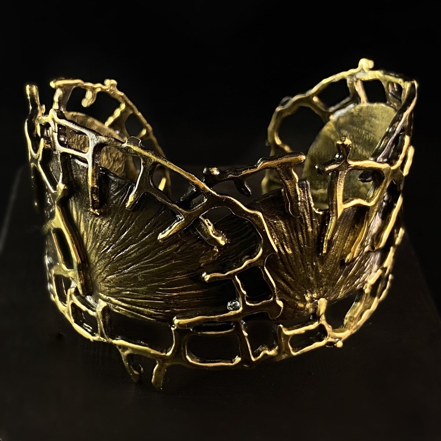 Chunky Hammered Gold Cuff Bracelet, Handmade, Nickel Free