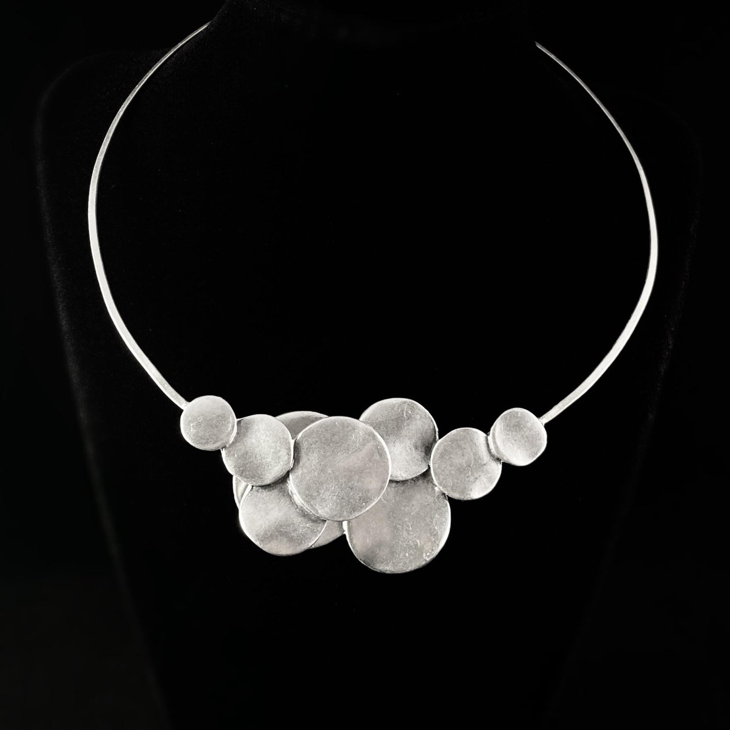 Chunky Silver Statement Bubble Necklace , Handmade, Nickel Free - Noir