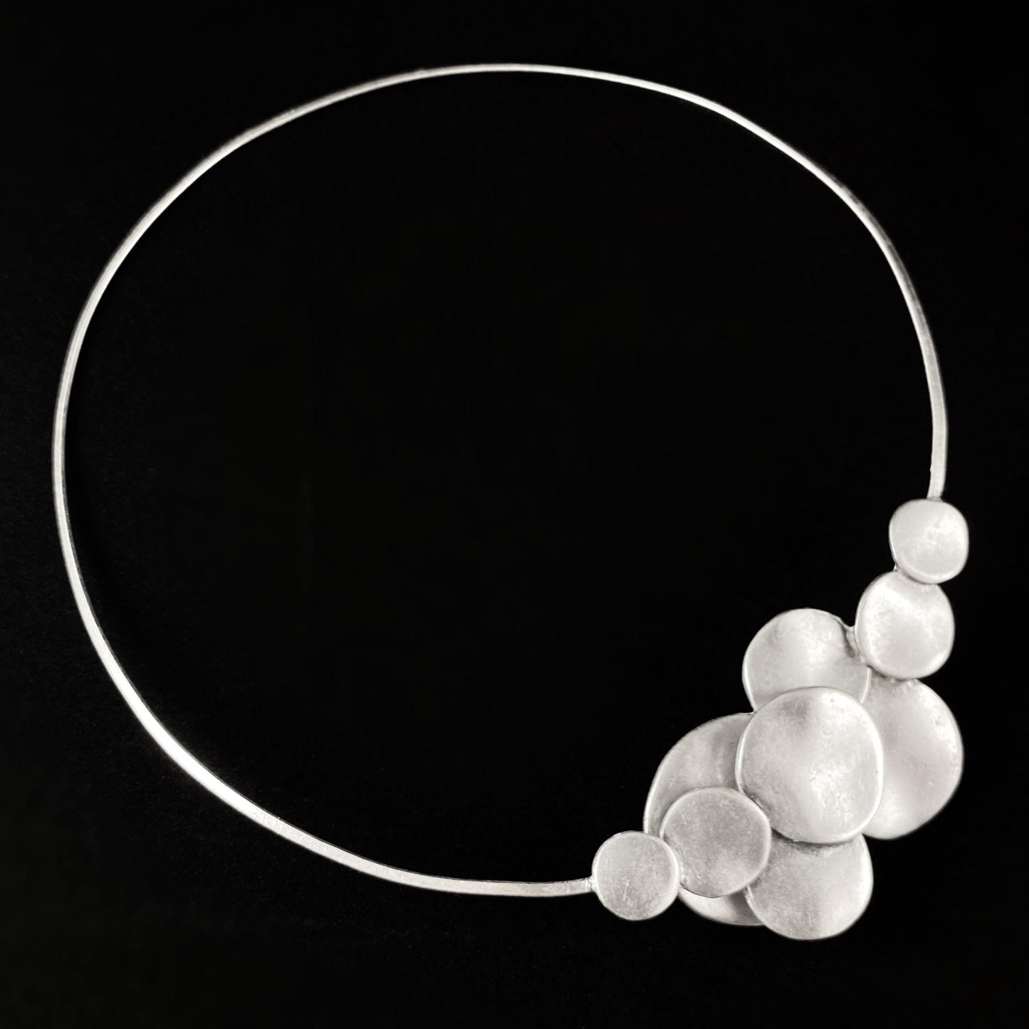 Chunky Silver Statement Bubble Necklace , Handmade, Nickel Free - Noir
