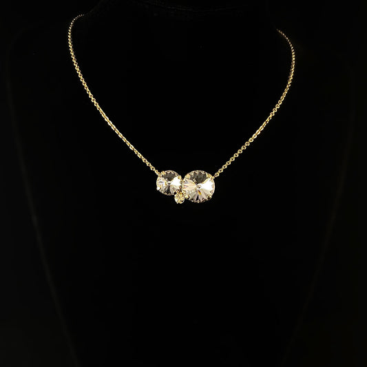 Clear Crystal Cluster Adjustable Gold Necklace Nadine -