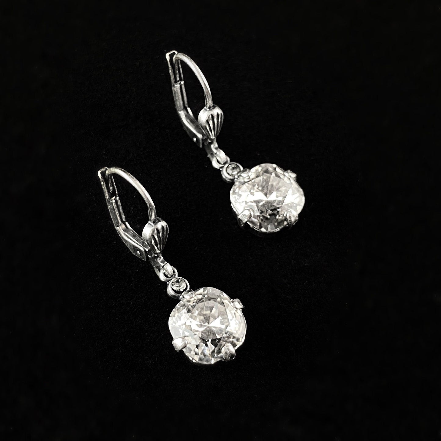 Clear Cushion Cut Swarovski Crystal Drop Earrings - La Vie Parisienne by Catherine Popesco