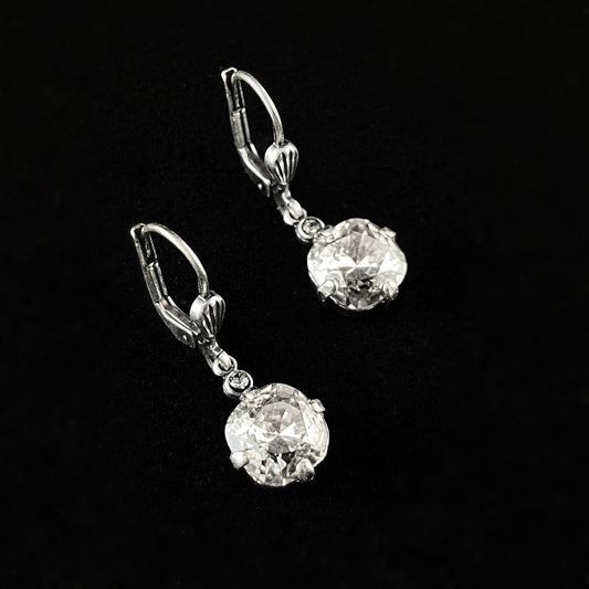 Clear Cushion Cut Swarovski Crystal Drop Earrings - La Vie Parisienne by Catherine Popesco