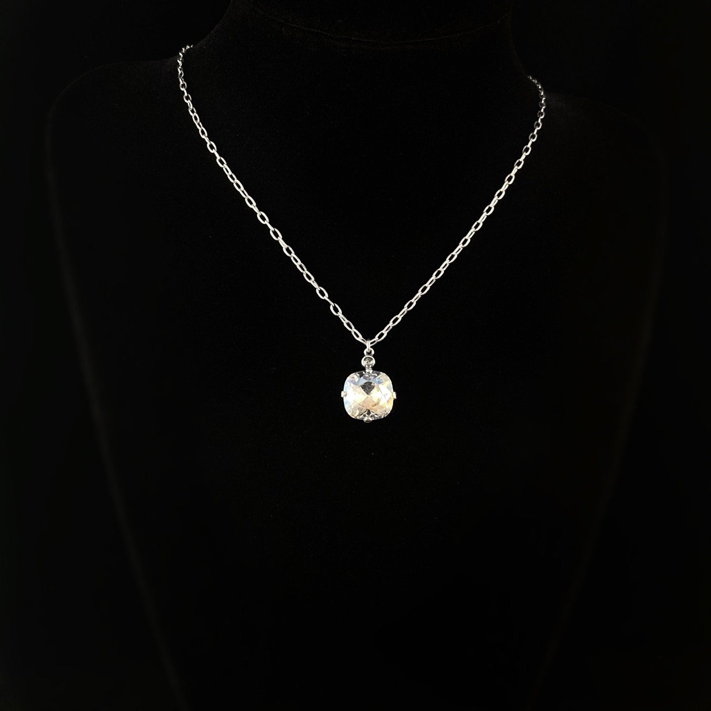 Clear Cushion Cut Swarovski Crystal Pendant - La Vie Parisienne by Catherine Popesco