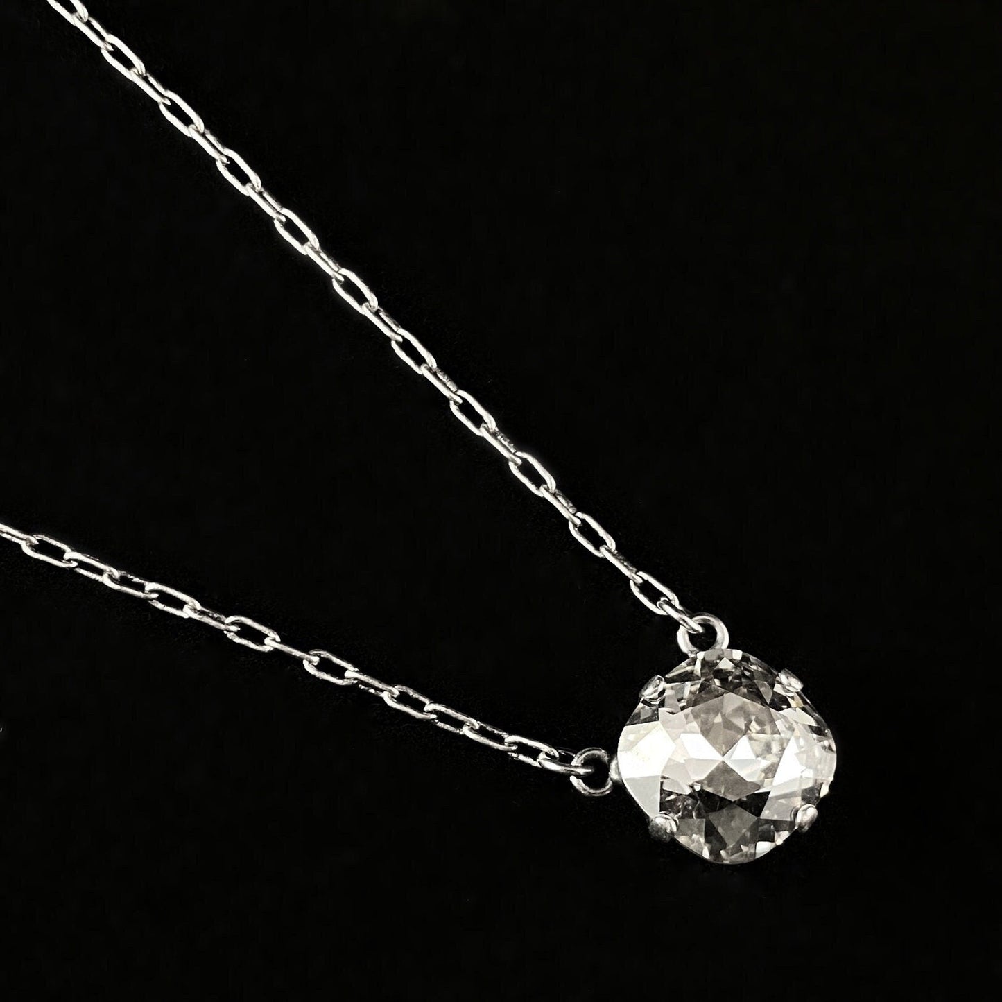 Clear Cushion Cut Swarovski Crystal Pendant Necklace - La Vie Parisienne by Catherine Popesco