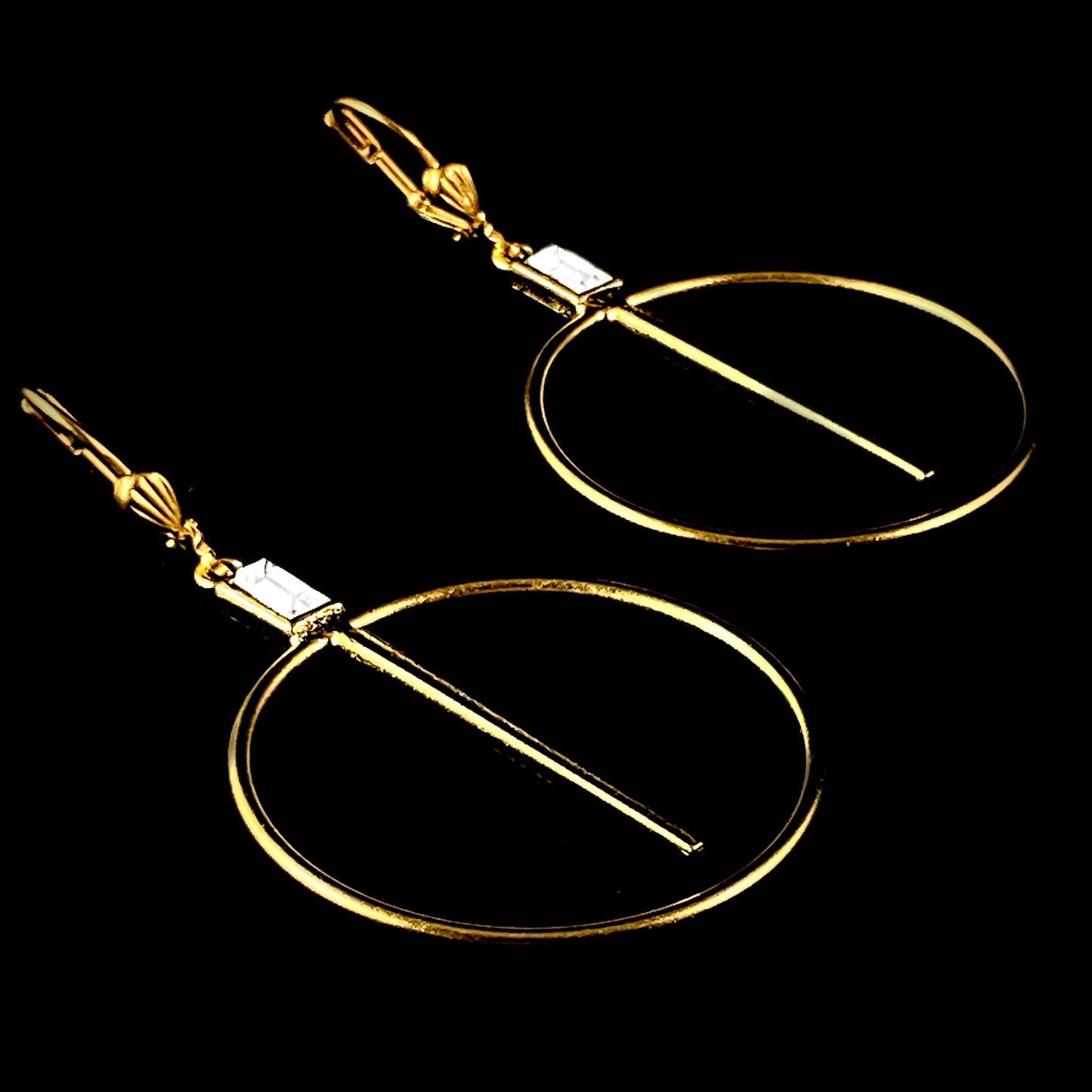 Clear Emerald Cut Swarovski Crystal Geo Circle Earrings - La Vie Parisienne by Catherine Popesco