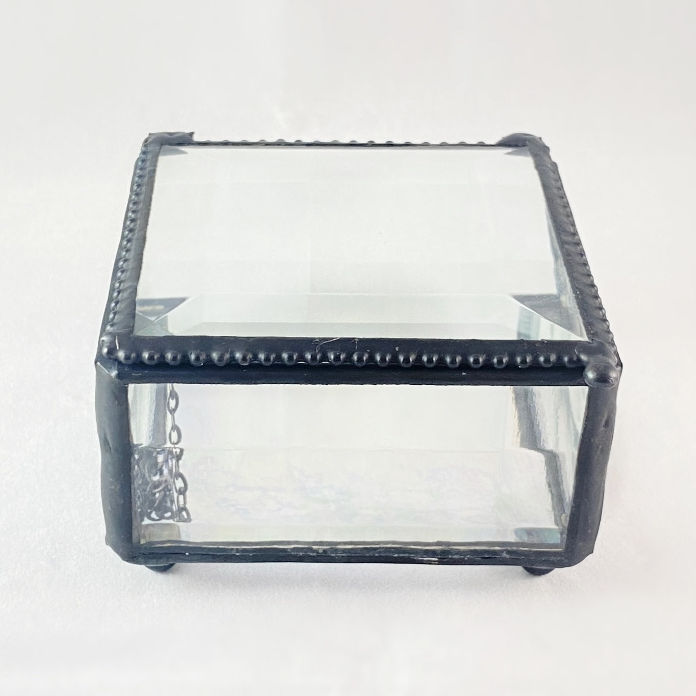 Clear Glass Decorative Keepsake Jewelry Box - Square