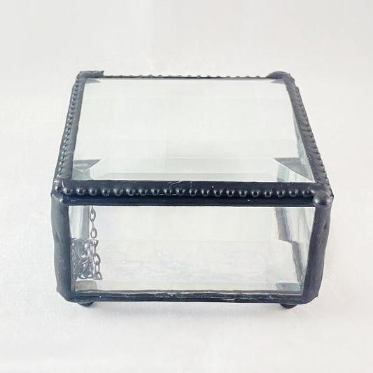 Clear Glass Decorative Keepsake Jewelry Box - Square