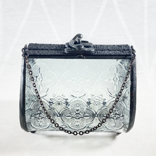 Clear Glass Decorative Keepsake Jewelry Box - Vintage