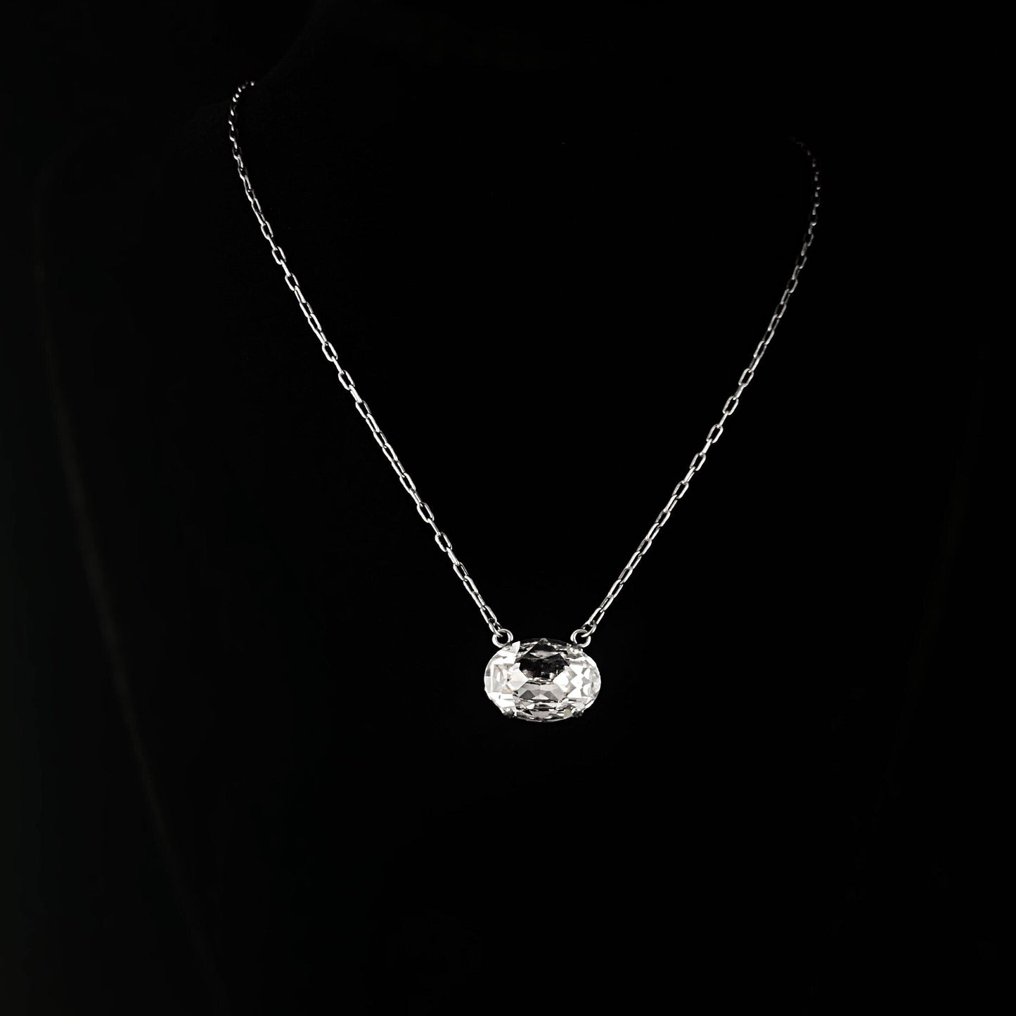 Clear Oval Crystal Pendant Necklace - La Vie Parisienne by Catherine Popesco