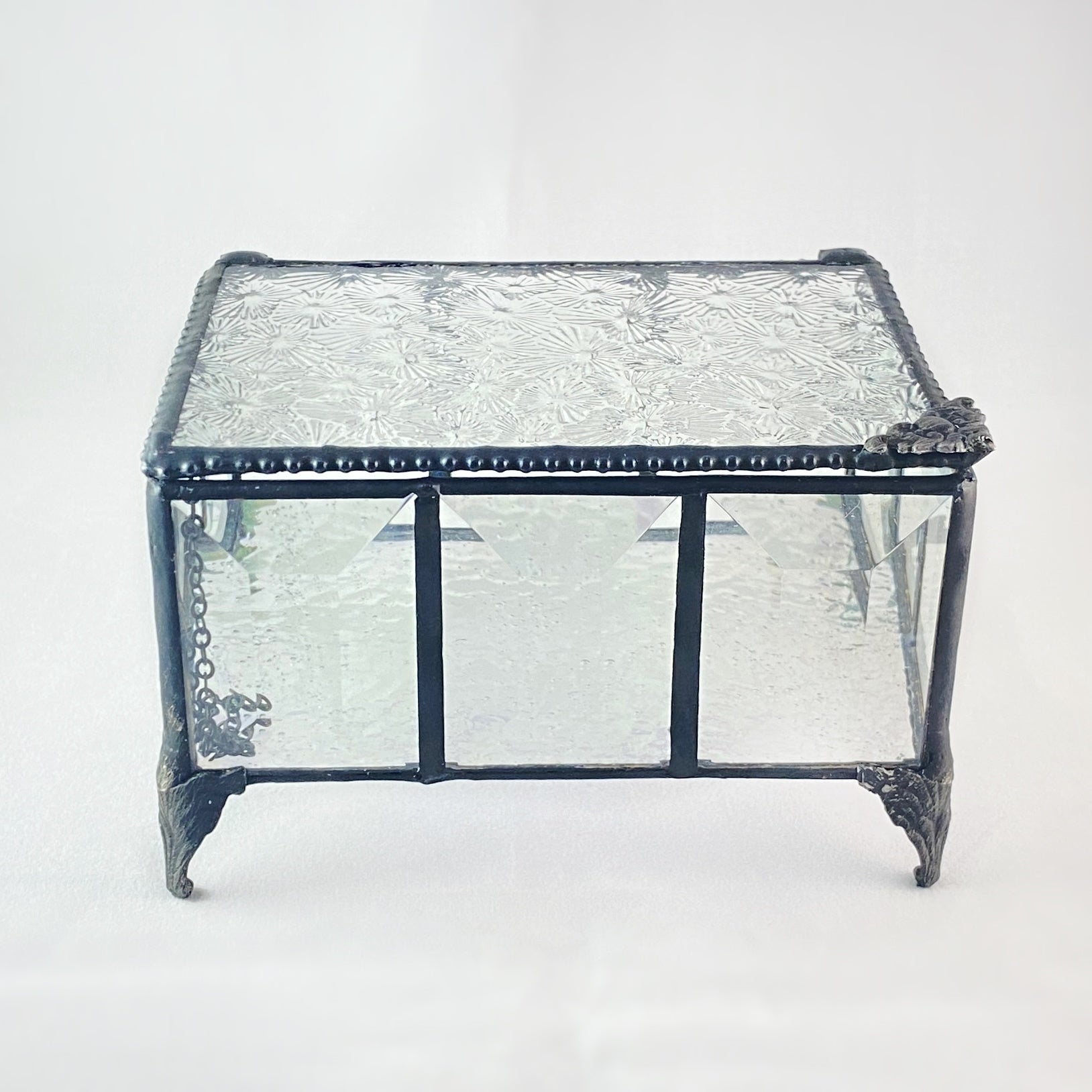 Clear Textured Glass Decorative Keepsake Jewelry Box