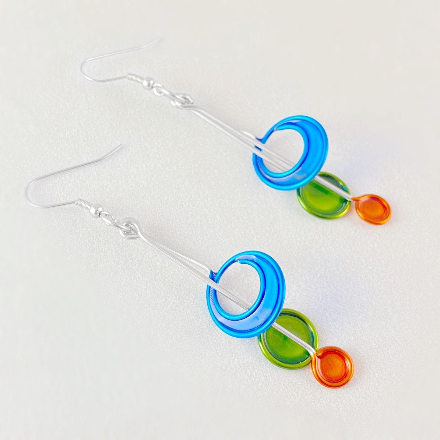 Colorful Resin Dipped Kinetic Earrings, Handmade in USA