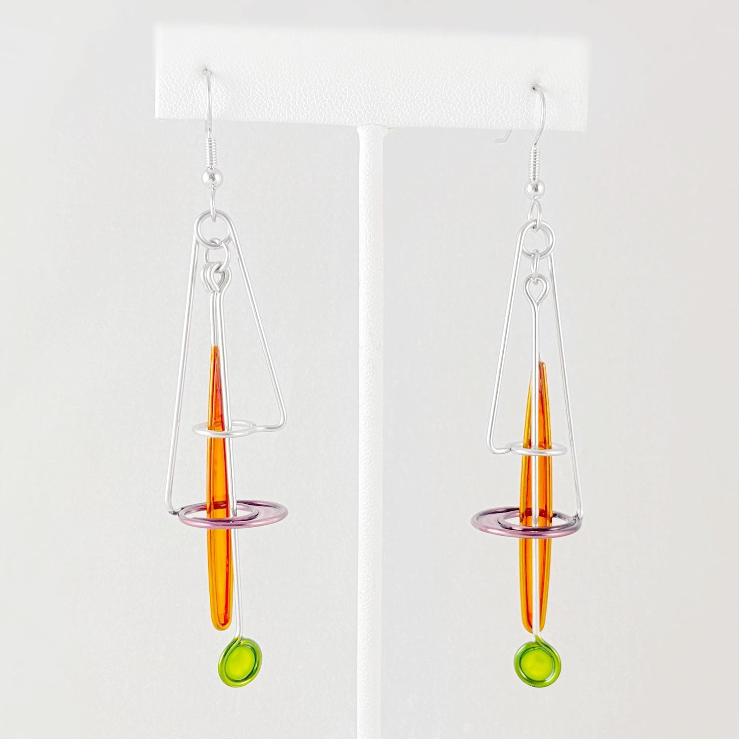 Colorful Resin Dipped Kinetic Earrings, Handmade in USA