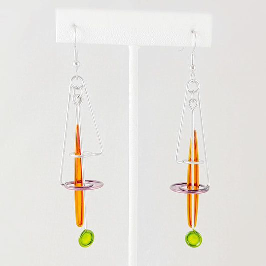 Colorful Resin Dipped Kinetic Earrings, Handmade in USA