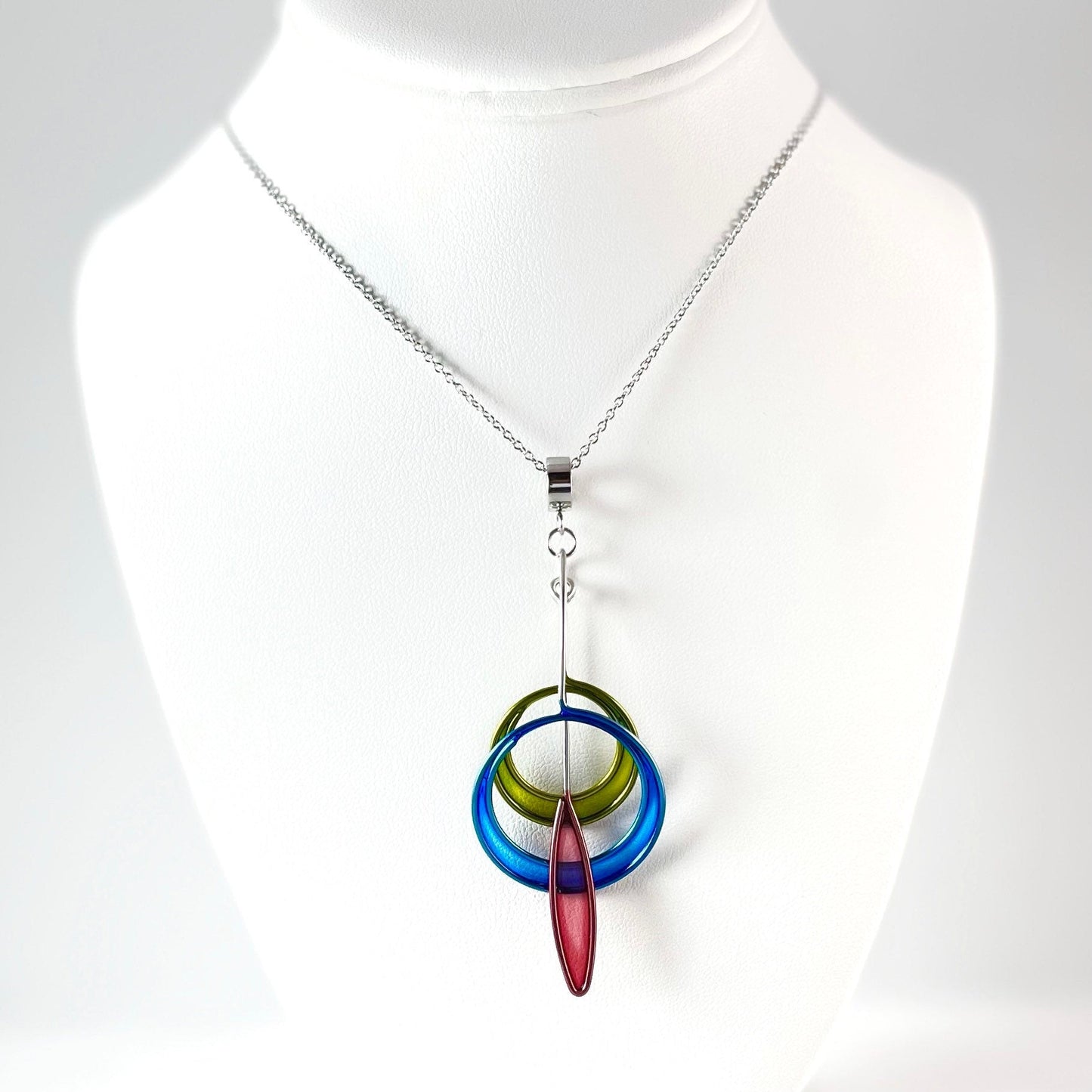 Colorful Resin Dipped Kinetic Necklace, Handmade in USA
