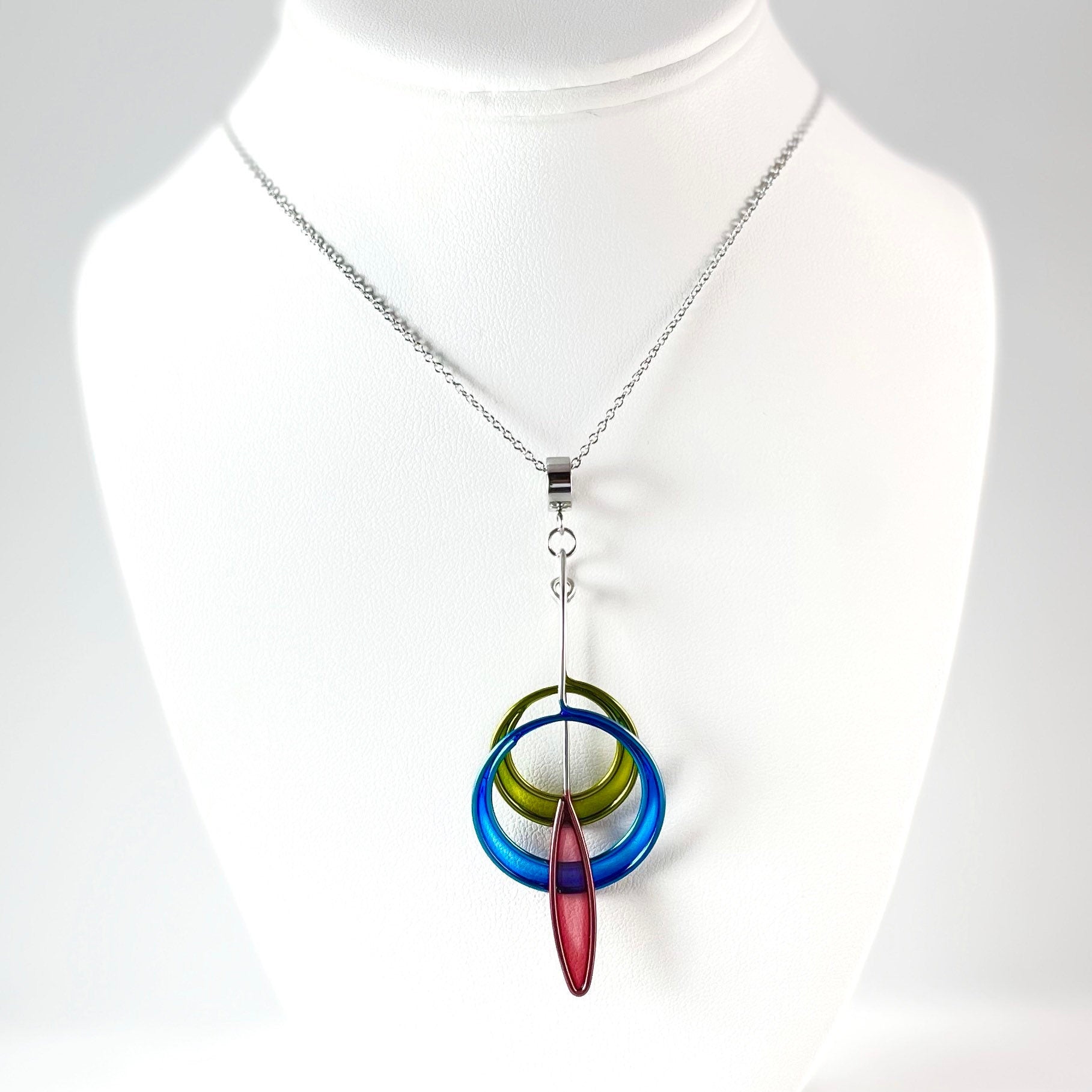 Colorful Resin Dipped Kinetic Necklace, Handmade in USA