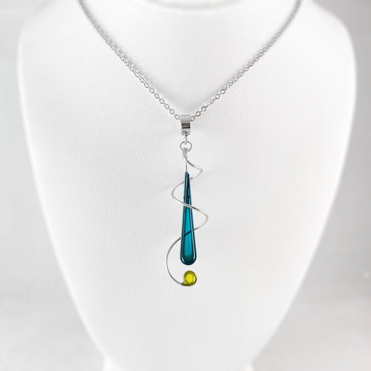 Colorful Resin Dipped Kinetic Necklace, Handmade in USA