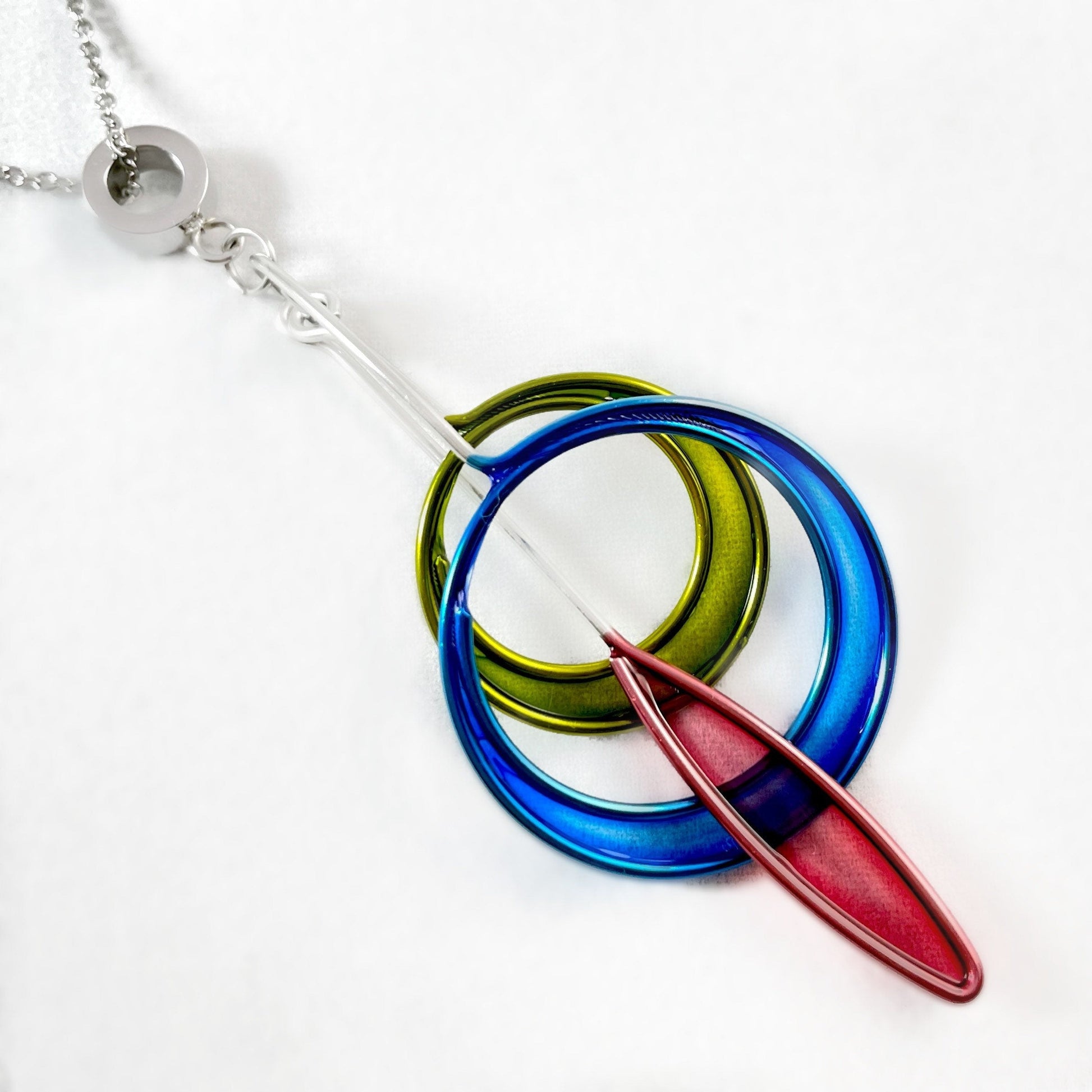 Colorful Resin Dipped Kinetic Necklace, Handmade in USA