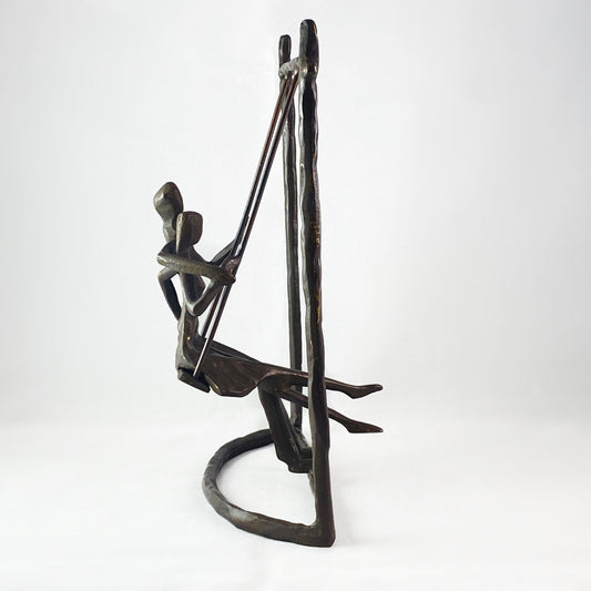 Couple on a Swing Bronze Sculpture - Unique Home Decor