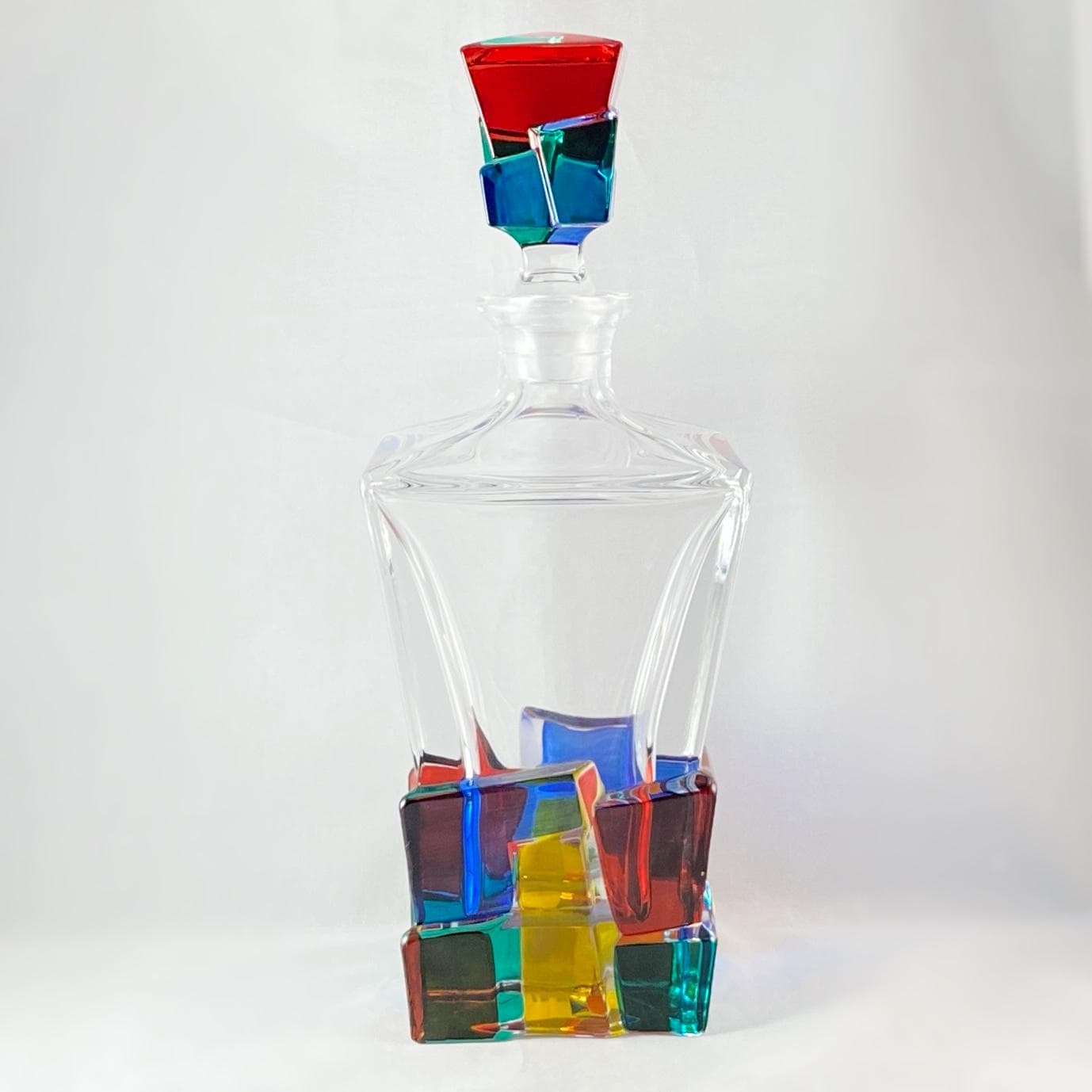 Crack Whiskey Decanter, Venetian Glass Whiskey Decanter - Handmade in Italy, Colorful Murano Glass