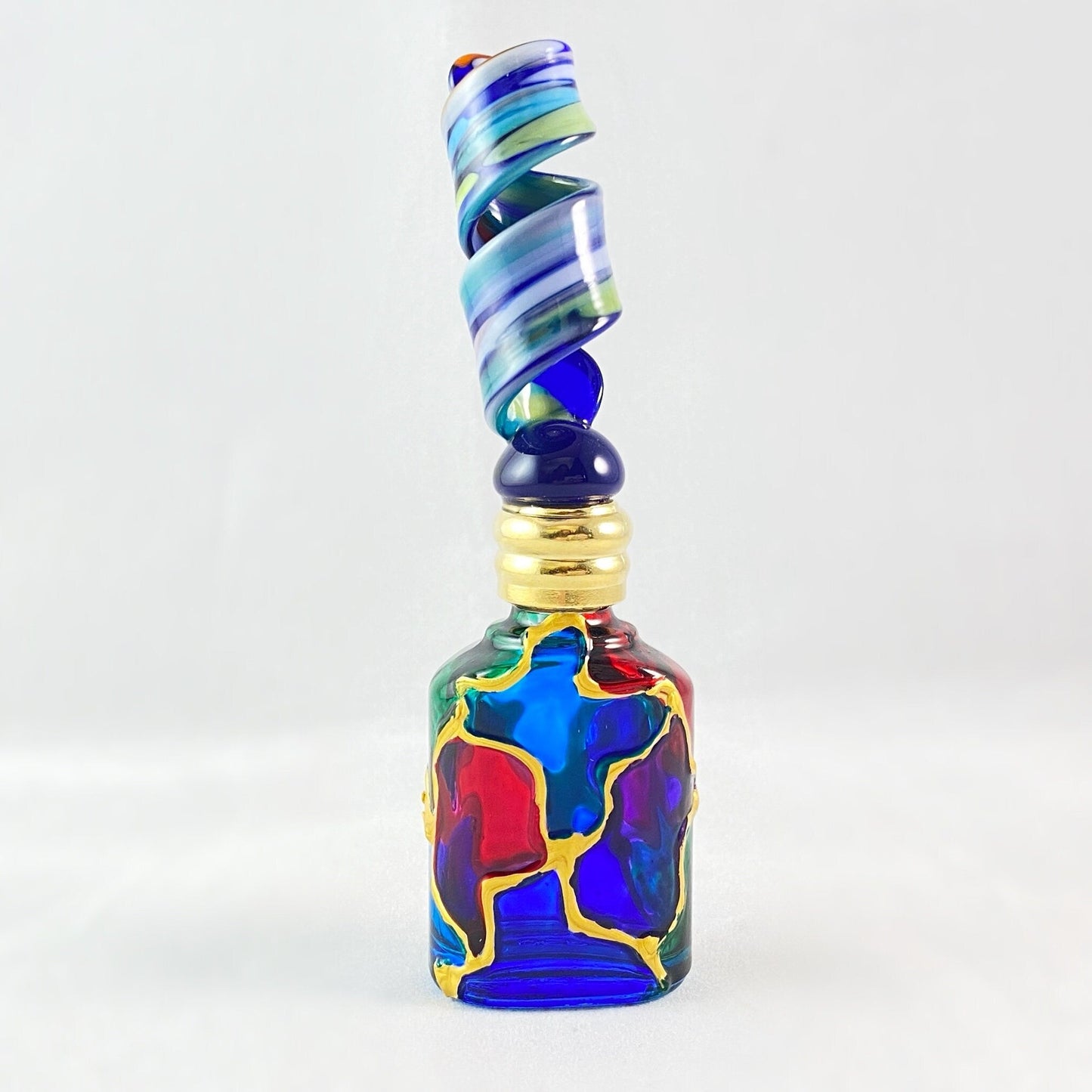 Curly Top Venetian Glass Perfume Spray Bottle - Handmade in Italy, Colorful Murano Glass