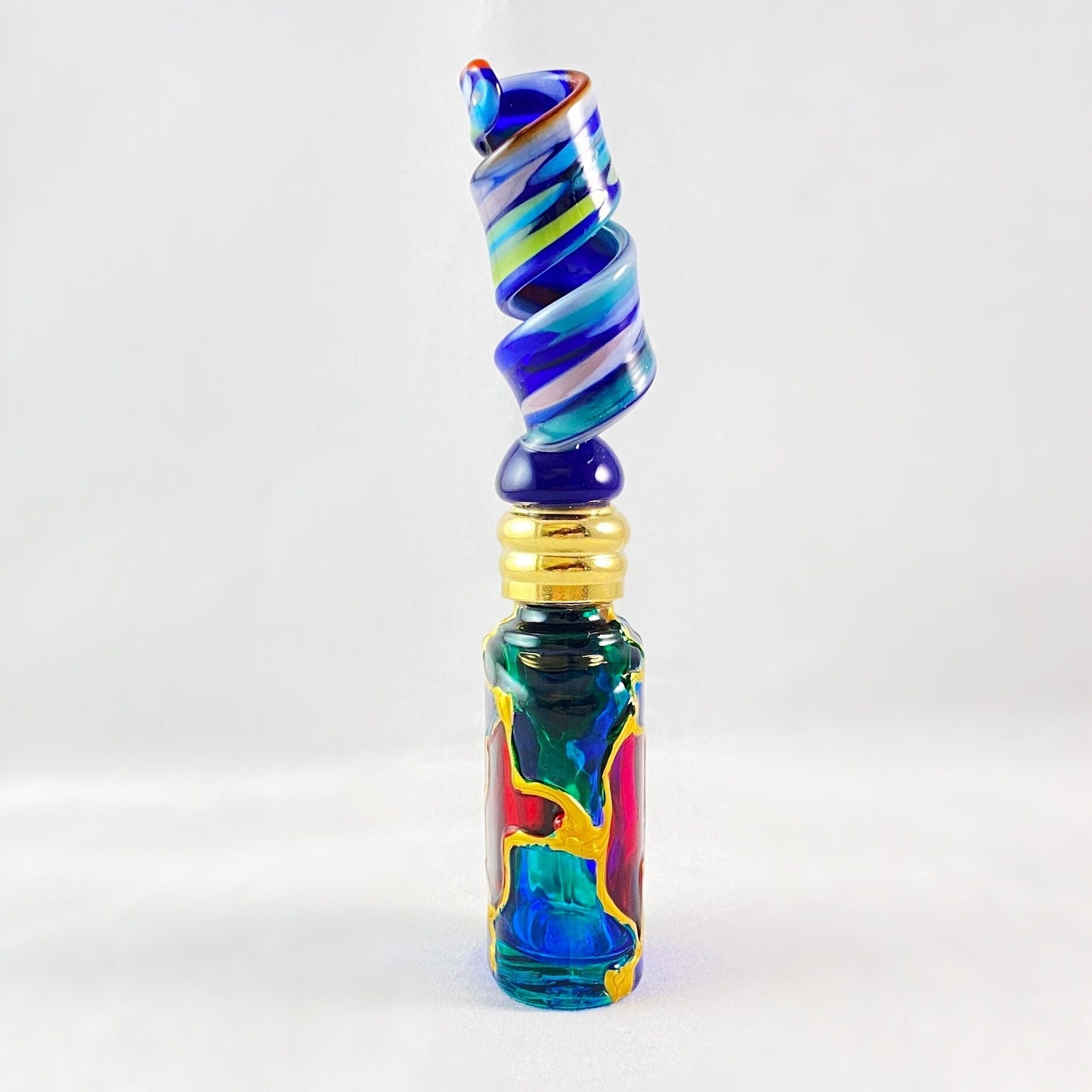 Curly Top Venetian Glass Perfume Spray Bottle - Handmade in Italy, Colorful Murano Glass
