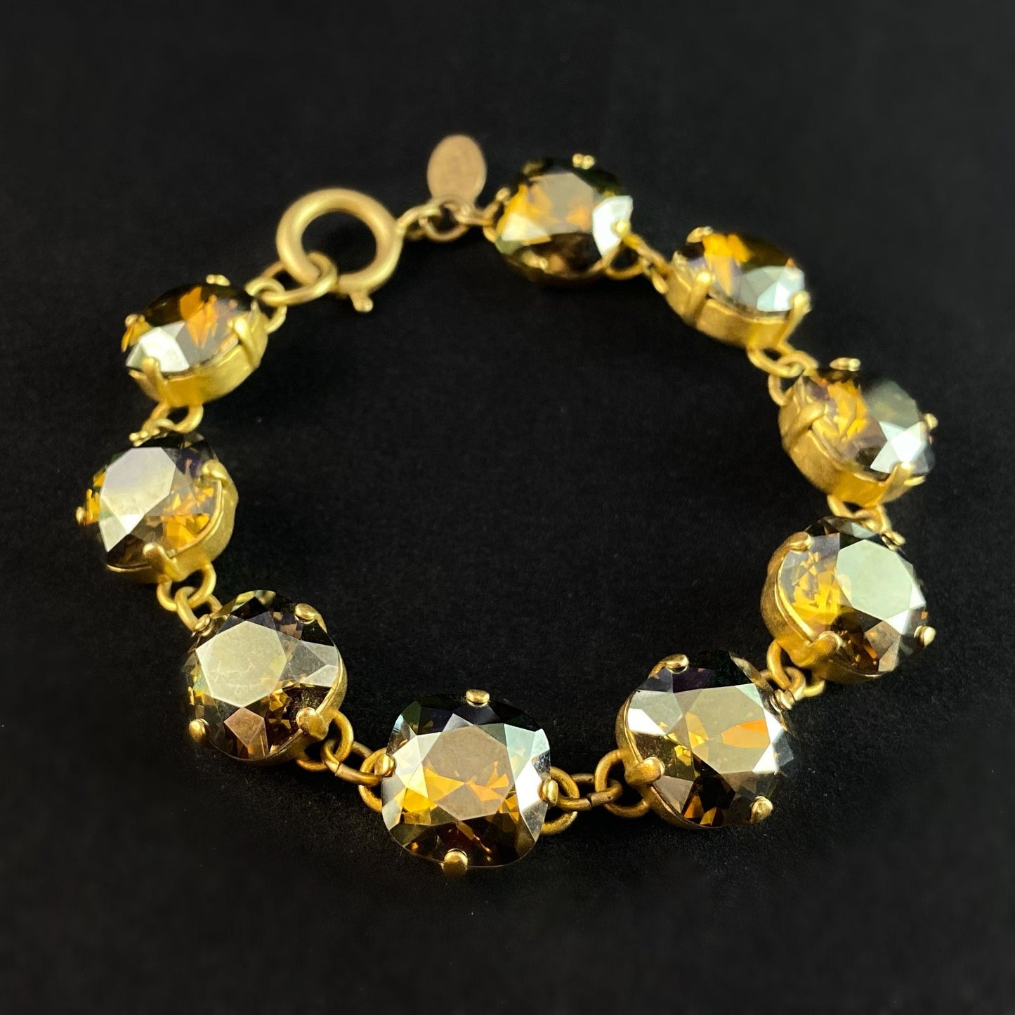 Cushion Cut Swarovski Crystal Bracelet, Champagne - La Vie Parisienne by Catherine Popesco