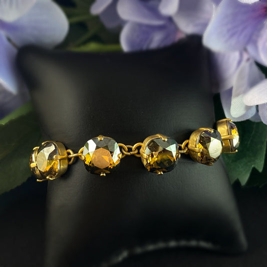 Cushion Cut Swarovski Crystal Bracelet, Champagne - La Vie Parisienne by Catherine Popesco