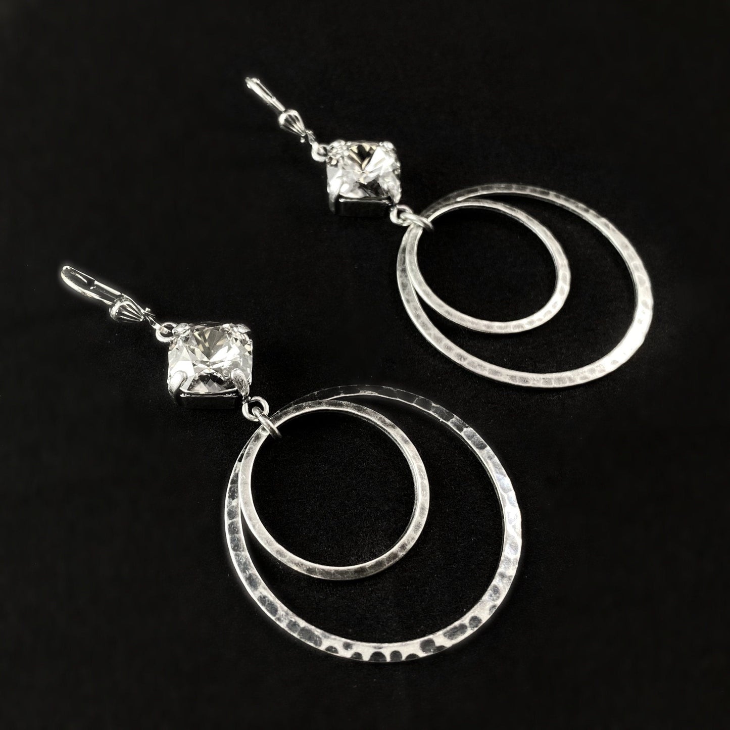 Cushion Cut Swarovski Crystal Earrings, Clear - La Vie Parisienne by Catherine Popesco
