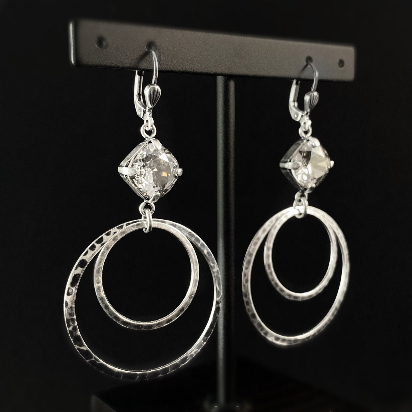 Cushion Cut Swarovski Crystal Earrings, Clear - La Vie Parisienne by Catherine Popesco