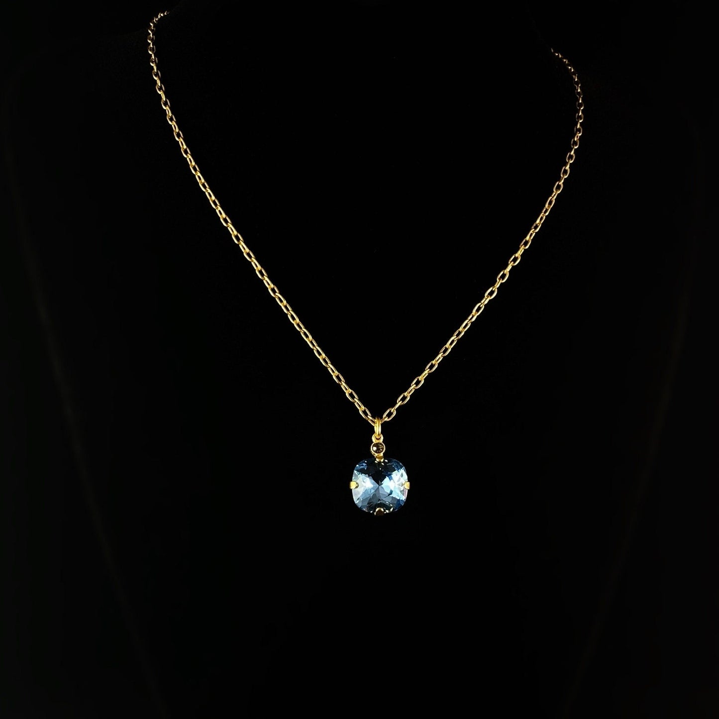 Cushion Cut Swarovski Crystal Pendant Necklace, Light Blue - La Vie Parisienne by Catherine Popesco