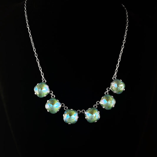 Cushion Cut Swarovski Crystal Pendant Necklace, Seafoam - La Vie Parisienne by Catherine Popesco