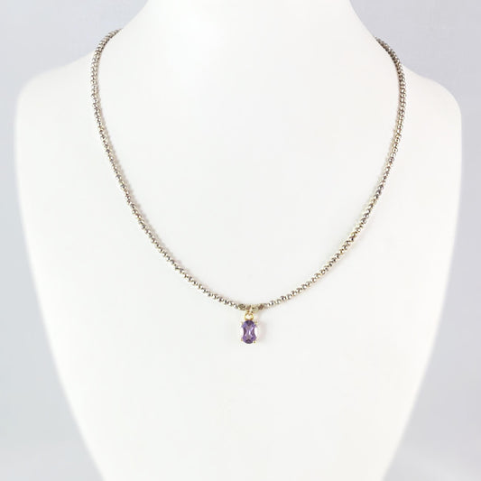Dainty Amethyst and Pyrite Necklace, Handmade in USA - Avaasi
