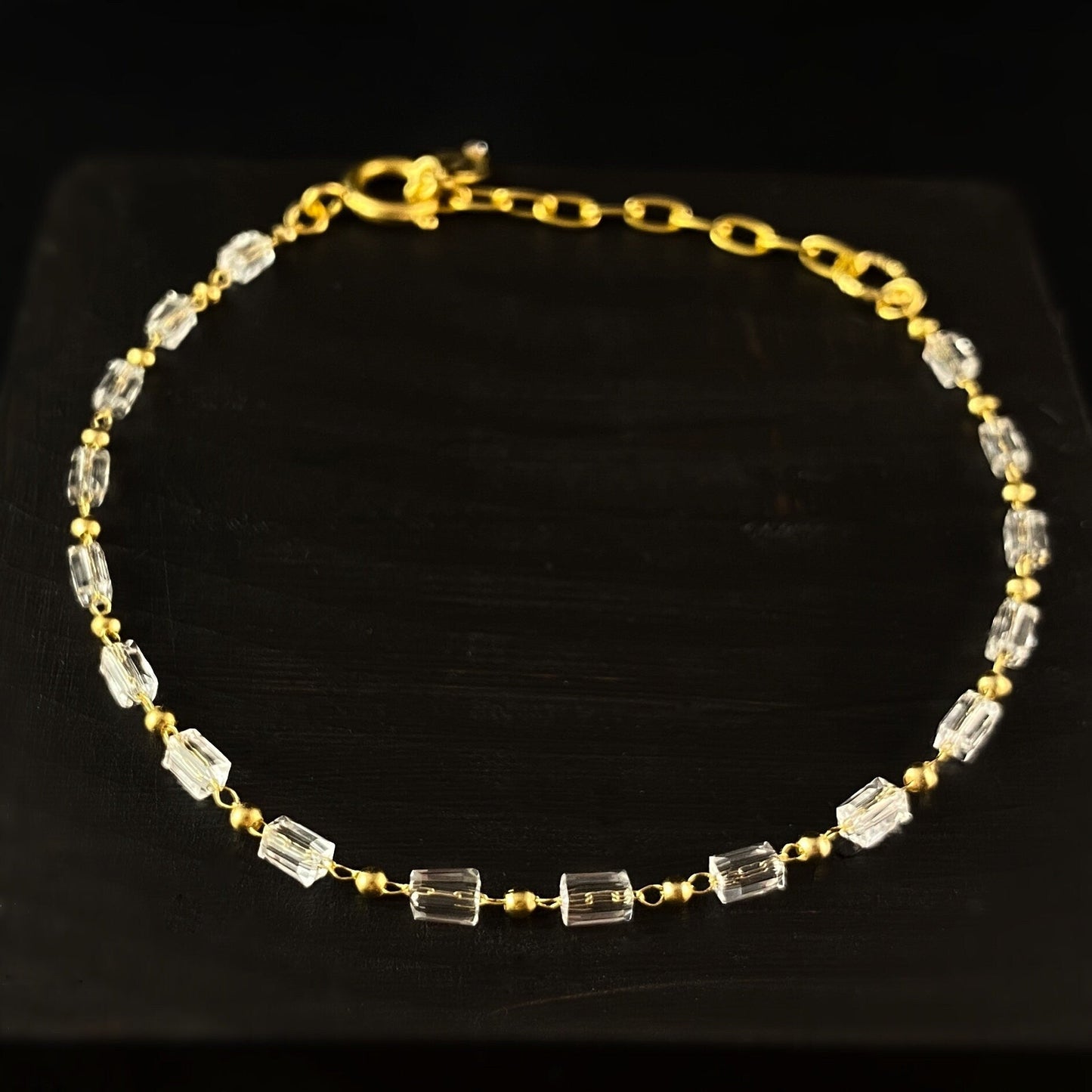Dainty Clear Glass Bead Bracelet - La Vie Parisienne by Catherine Popesco
