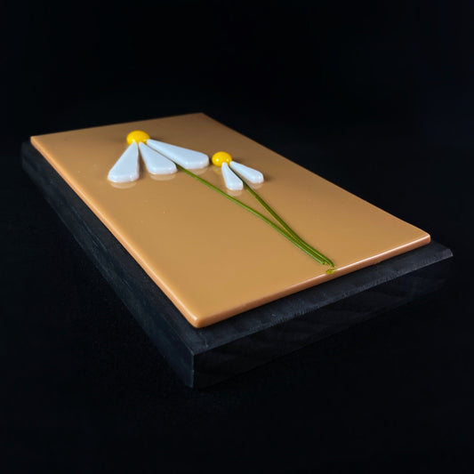 Daisy Blooms Handmade Glass Wall Decor, Orange - Made in USA