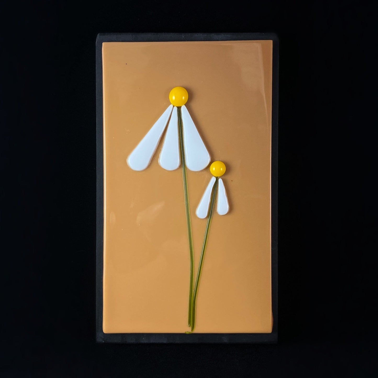 Daisy Blooms Handmade Glass Wall Decor, Orange - Made in USA