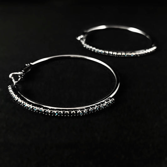 Deep Blue Crystal Silver Hoop Earrings Farah - Sorrelli -