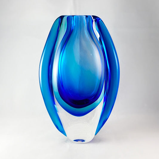 Deep Sea Progression Azure Blue Vase - Abstract Home Décor