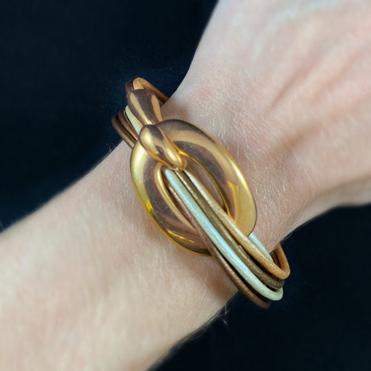 Double Wrap Leather Buckle Bracelet, Nickel Free