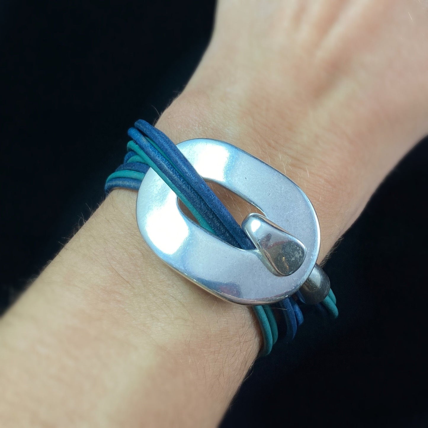 Double Wrap Leather Buckle Bracelet, Nickel Free