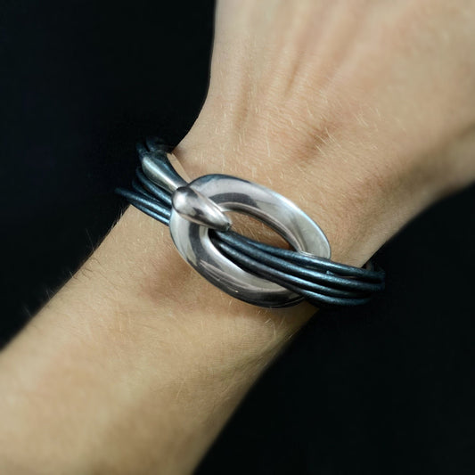 Double Wrap Leather Buckle Bracelet, Nickel Free